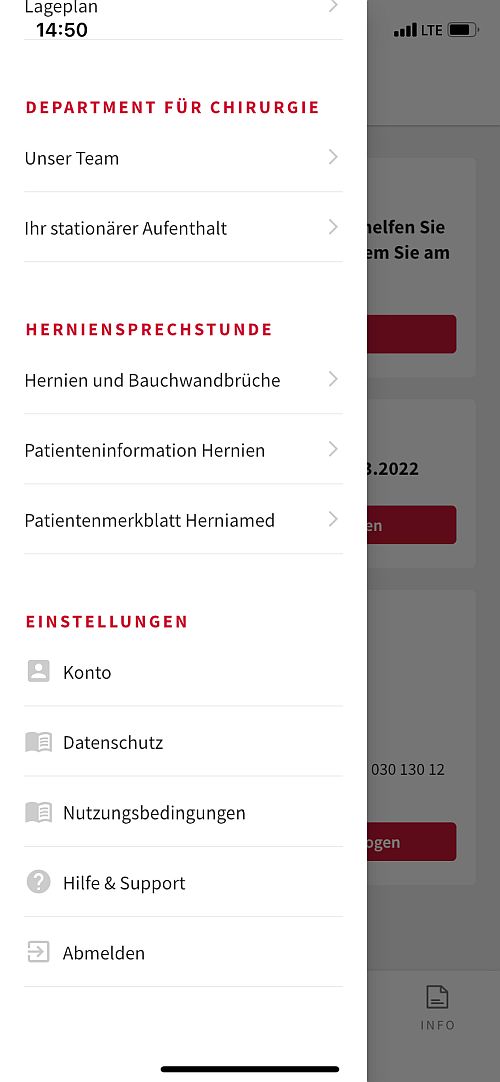 Screenshot der Vivantes Patienten-App