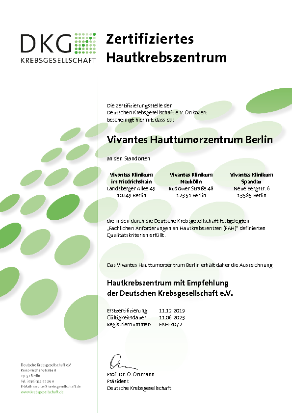 Zertifiziertes Hauttumorzentrum in Berlin