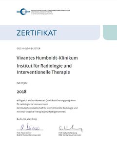 DeGIR 2018: Zertifikat für Radiologie und Interventionelle Therapie