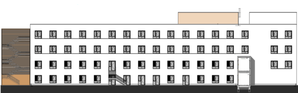 geplante nordöstliche Ansicht des neuen Bettenhauses auf dem Gelände des Neuköllner Krankenhauses-Bauplanung