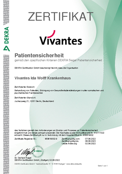 grünes Dokument, das Ida-Wolff-Krankenhaus zertifiziert