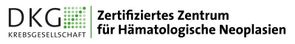 Logo von der Deutschen Krebsgesellschaft mit schwarzem Schriftzug